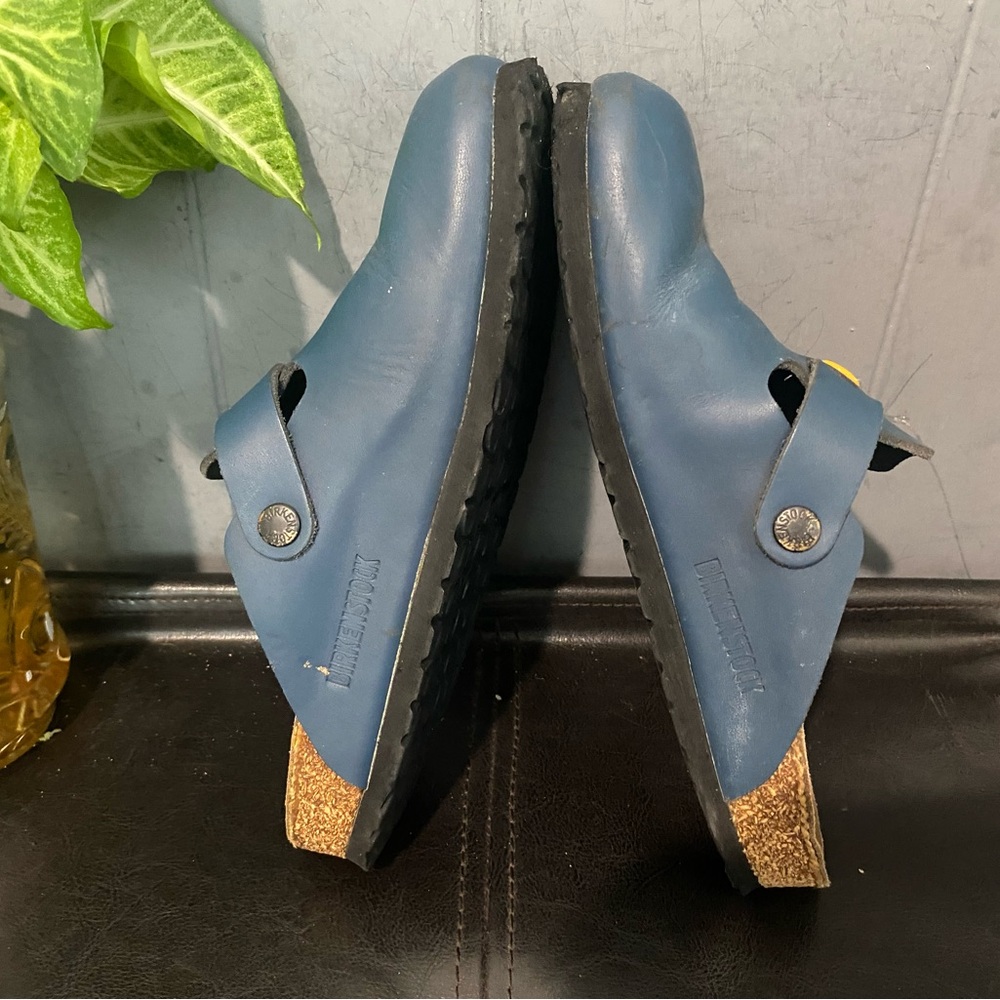Pre-owned Birkenstock Boston Blue Buckle Clogs Sandal Sz 38/7 Women’s